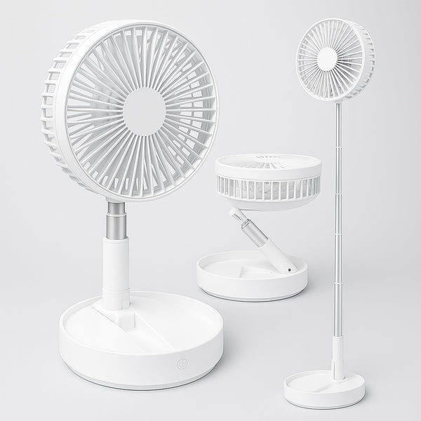 TELESCOPIC ELECTRIC DESKTOP FAN, HEIGHT ADJUSTABLE, FOLDABLE & PORTABLE FOR TRAVEL/CARRY | SILENT TABLE TOP PERSONAL FAN FOR BEDSIDE, OFFICE TABLE (Battery Not Include)